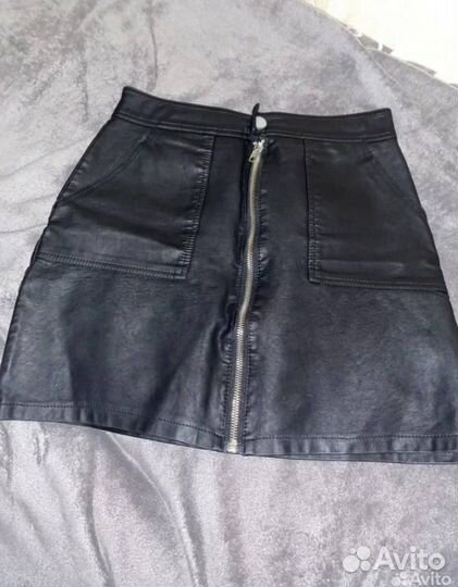Кожаная юбка-шорты