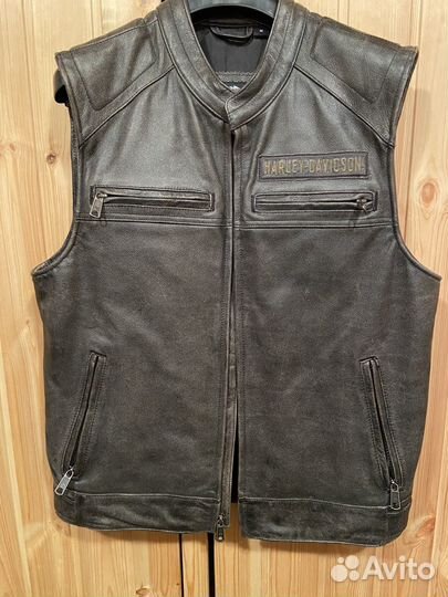 Мото жилет кожа