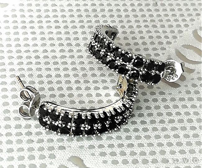 Серьги серебро сапфир, бирюза С438