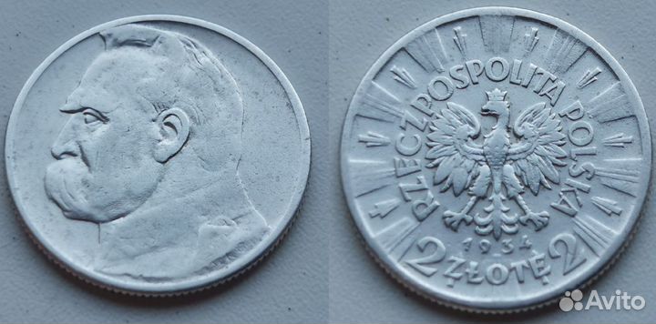 Польша. 2 злотых 1934. Пилсудский. Серебро