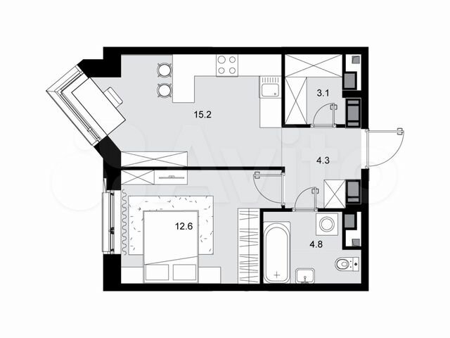 1-к. квартира, 40 м², 25/28 эт.