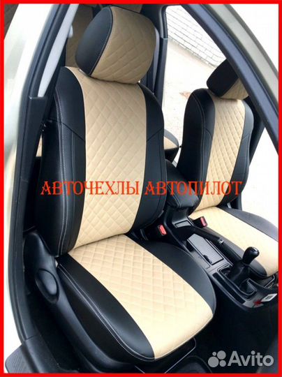 Чехлы Автопилот Mazda 3 bk bl из экоокжи чёрно-беж