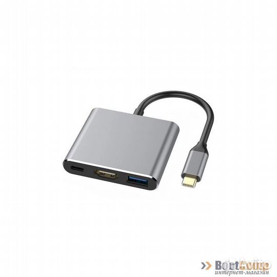 Переходник USB Type C-hdmi 3 в 1 KS-is (KS-342P)