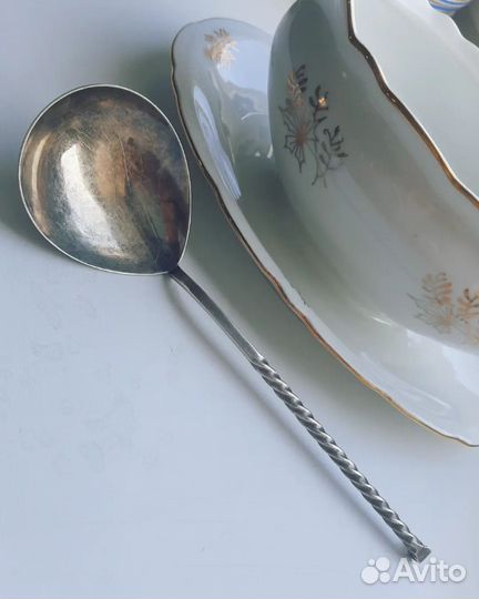 Ложка для соуса мельхиор, ваза латунь СССР