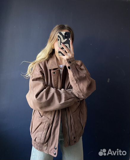 Винтажный бомбер из кожи