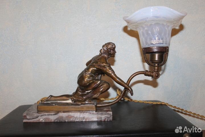 Лампа. Девушка с лирой. Начало 20 века. Рабочая