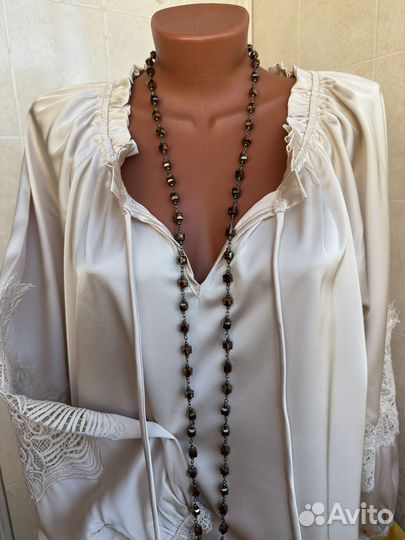 Блуза Крестьянка Атласная с шитьем