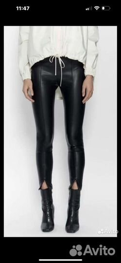 Легинсы zara кож.зам