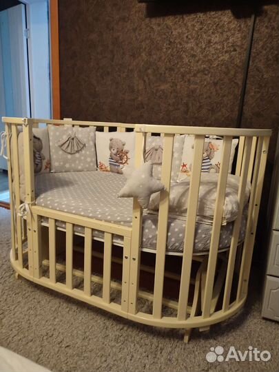 Детская кроватка трансформер круглая