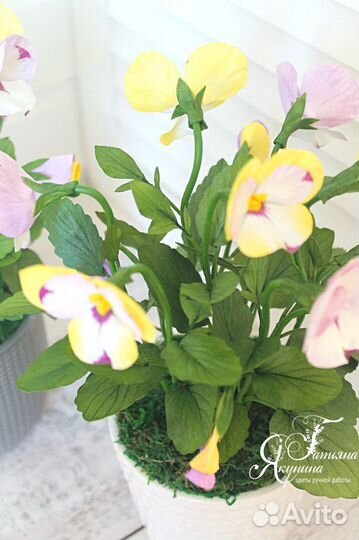 Подарок Композиция Анютины глазки из фоамирана