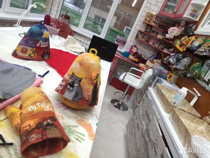 Банная шапка валяная ручная работа