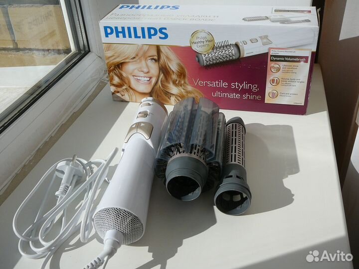 Фен-щетка philips hp 8664 белый/золотистый