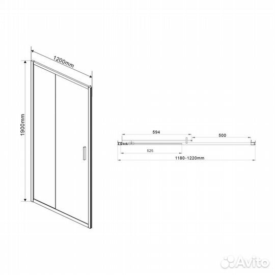 Душ. дверь Vincea 120x190 Черный vds-1g120chb