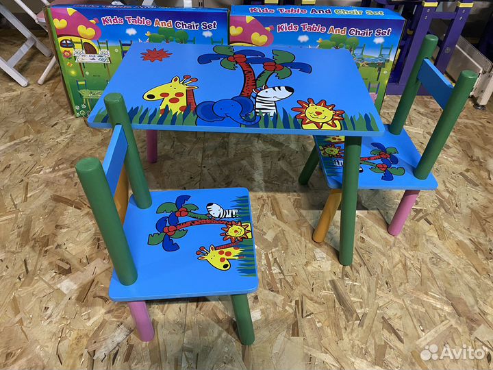 Детский стол и 2 стульчика набор