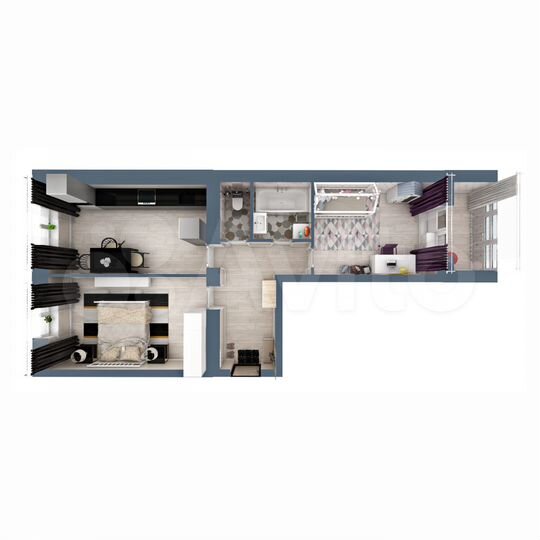 2-к. квартира, 56,2 м², 4/5 эт.