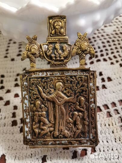 Икона Скорбящей пр эмали металлопластика