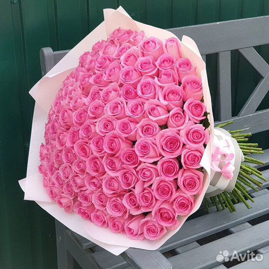 Розы 40 см розовые Эквадор 9 шт