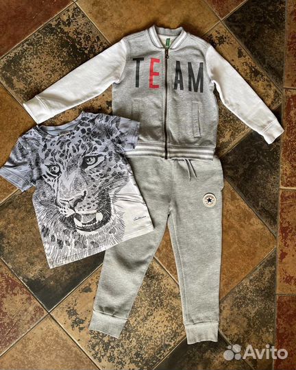 Бомбер benetton, штаны converse, gulliver, 110 см