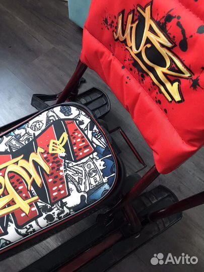 Снегокат с ручкой и колесами nika