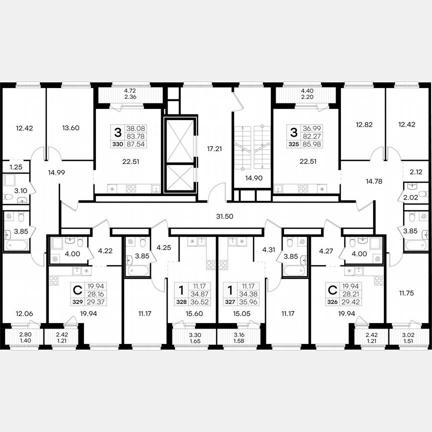 3-к. квартира, 87,5 м², 10/15 эт.
