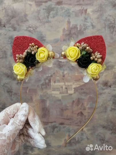 Ободок-ушки,ручной работы