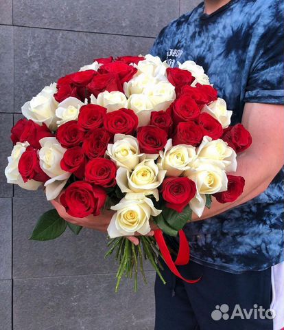 Букет свежих голландских роз 51 шт