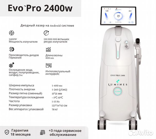 Диодный лазер люминес Evo’Pro 2400W