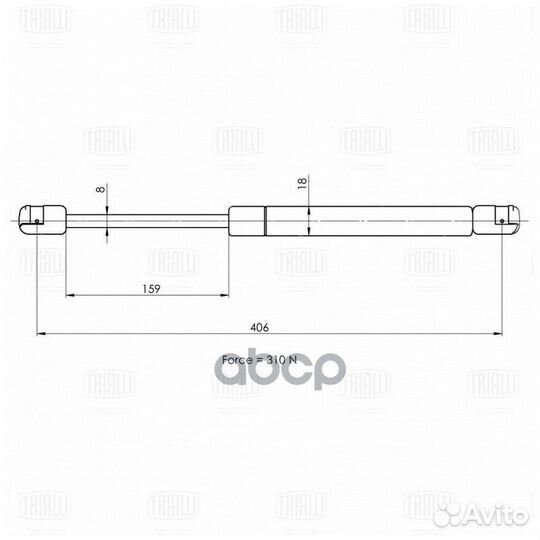 Упор газовый (амортизатор) GS 1839 Trialli