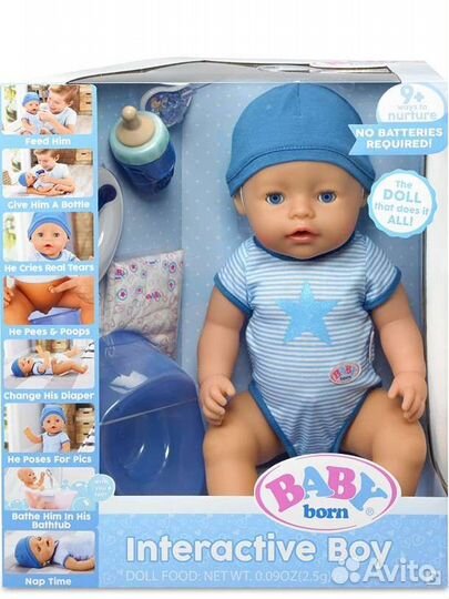 Baby Born Interactive Boy Doll, Blue Бейби Борн
