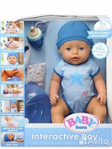 Baby Born Interactive Boy Doll, Blue Бейби Борн