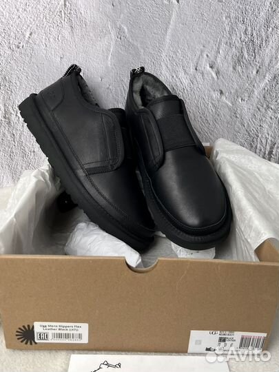 Ботинки Ugg Mens Slippers Flex Leather Black 47-48