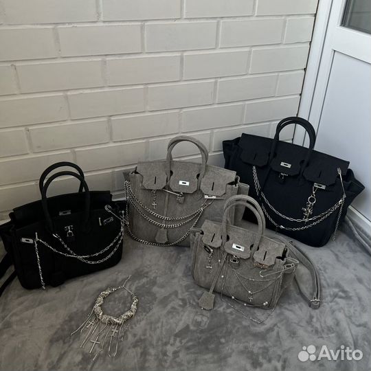 Сумка женская джинсовая в стиле Hermes Birkin