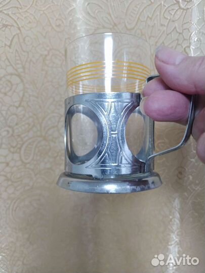 Подстаканник со стаканом. Винтаж. СССР