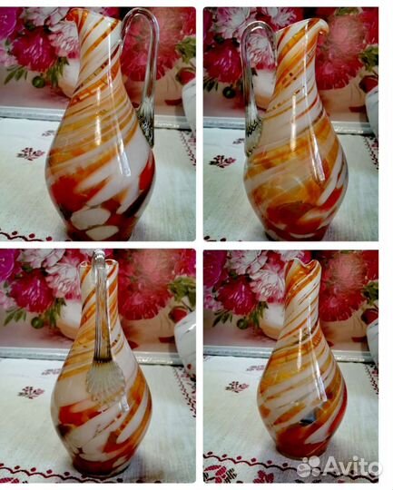 Ваза, кувшины, цветное стекло. Винтаж