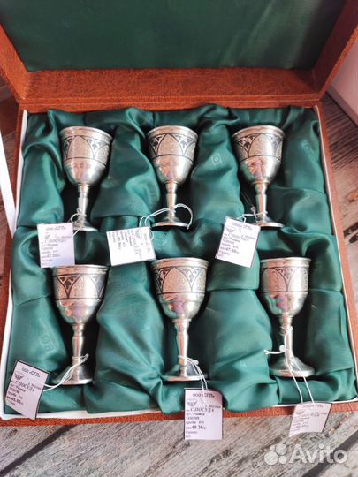 Набор рюмок на 6 персон Кубачи 875 проба