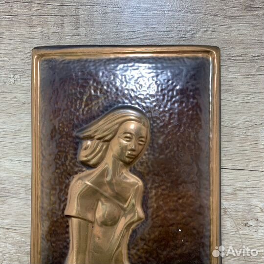 Советское Медное Панно Девушка Чеканка СССР Ретро