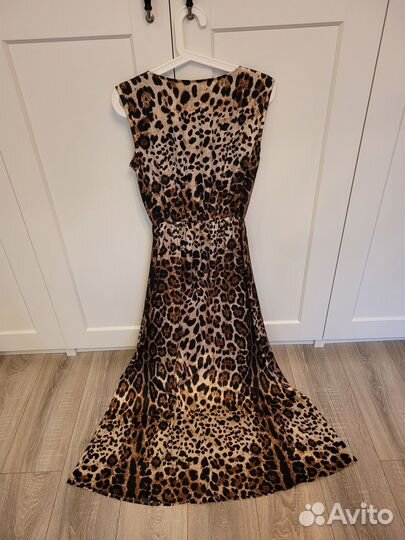 Платье леопардовое в пол Золотой песок