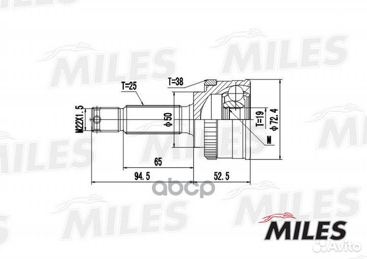 Шрус hyundai atos 1.0/1.1 01- нар.(ABS) GA20162