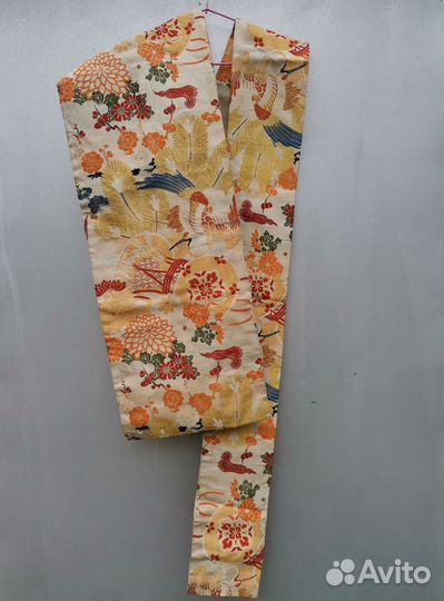 Пояс для кимоно мару-оби двусторонний шёлк парча