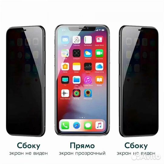 Антишпионская защитное стекло на iPhone 15 про
