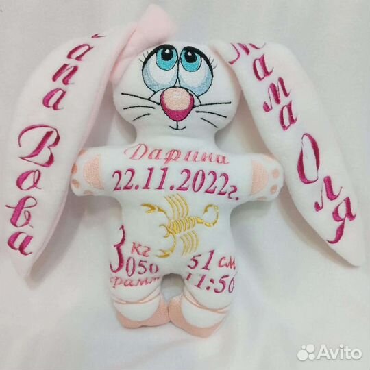 Игрушка с метрикой, подушка с метрикой