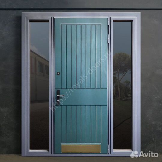 Уличная входная металлическая дверь со стеклом