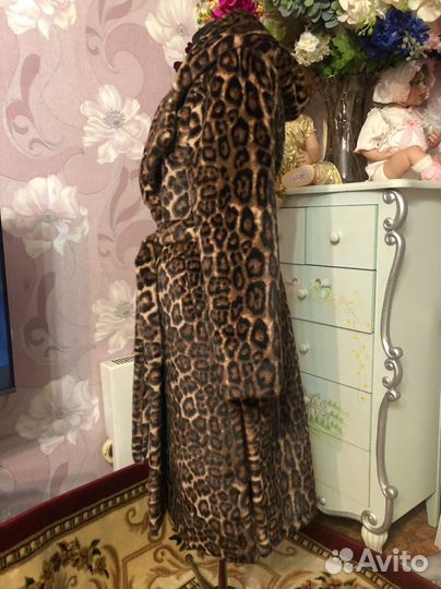 Шуба леопардовая экомех. Люкс