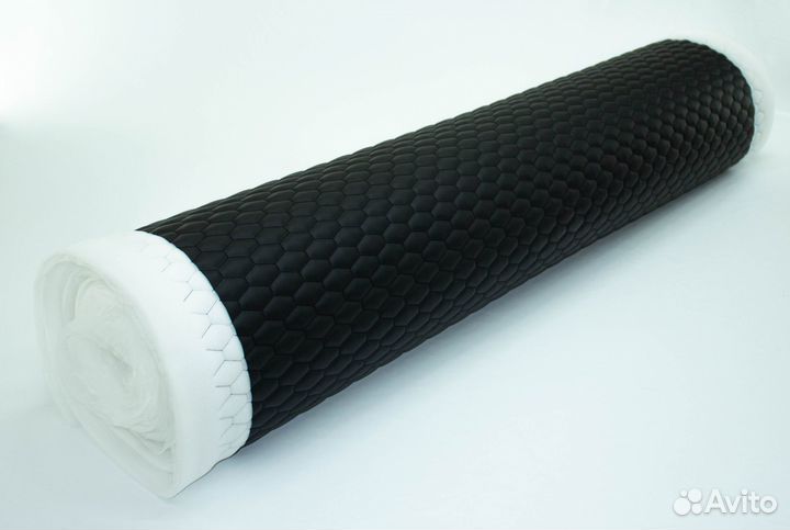 Стеганая экокожа черная с черным соты