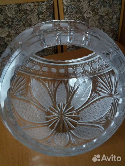 Ваза корзина хрустальная
