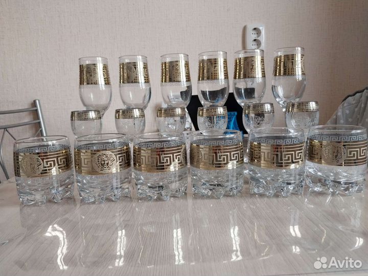 Набор бокалов и рюмок гусь хрустальный