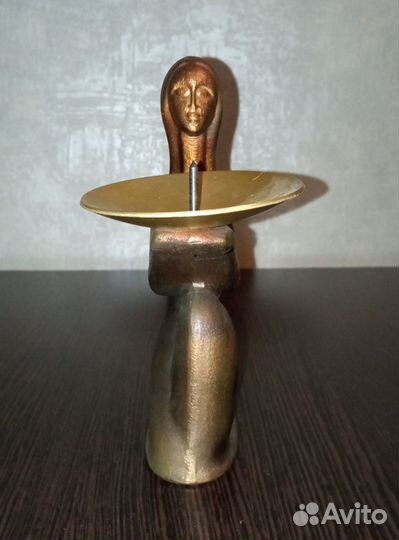 Подсвечник, бронза. Спокойной ночи. Винтаж