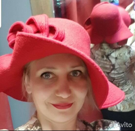 Шляпа тёплая красная мягкая 100-процентная шерсть