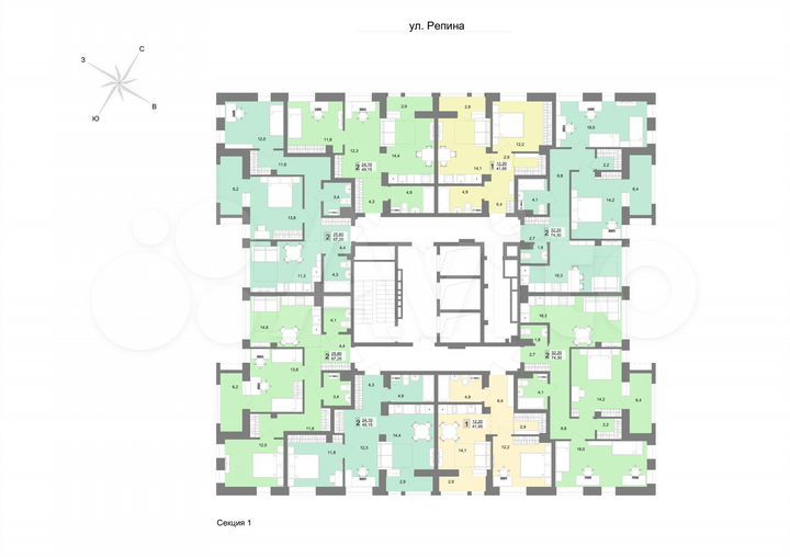2-к. квартира, 49,2 м², 6/31 эт.