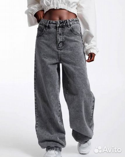 Джинсы широкие багги женские